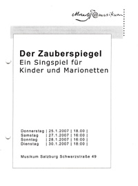 Der ZAuberspiegel Singspiel für Kinder und Marionetten - Musikalische Leitung Stephan Höllwerth