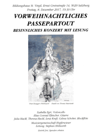 Vorweihnachtliches Passpartout - besinnliches Konzert mit LEsung - musiziergemeinschaft Hopferwieser unter der Leitung stephan Höllwerth