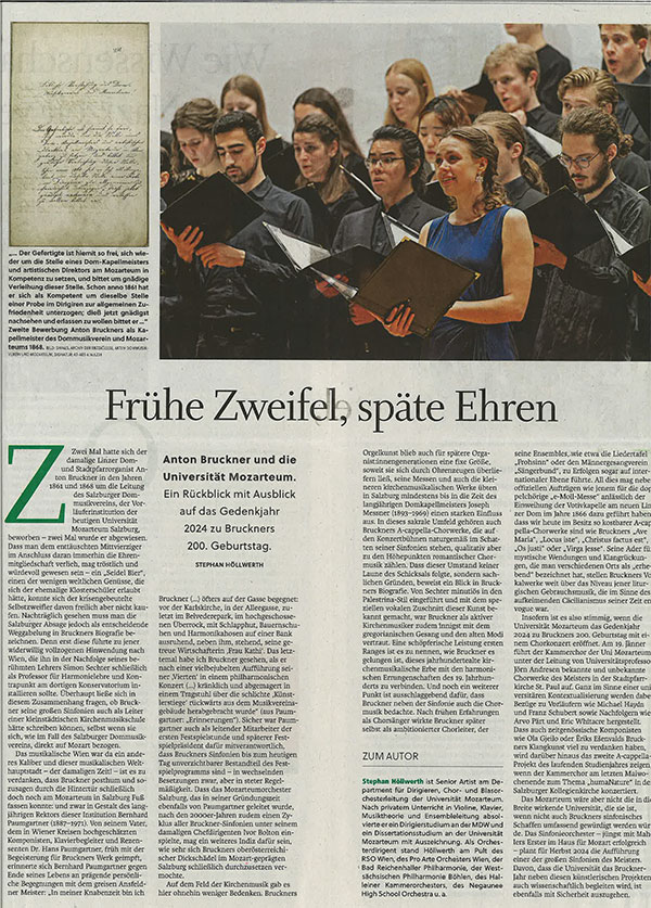 Artikel von Stephan Höllwerth zum 200.GEburtstag von Bruckner